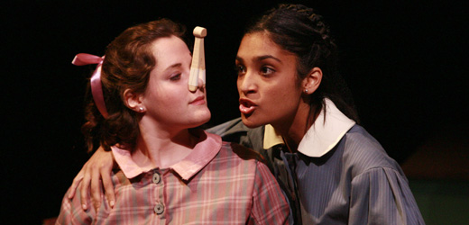 Ally Sass '11 (L) and Brittany Volcy '11 in Little Women