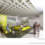 Rendering of new collaboration area outside of library.