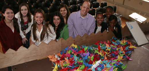 Robin Neal and His English Students with Paper Cranes