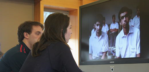 Beaver students speak with their counterparts in Pakistan via Skype.