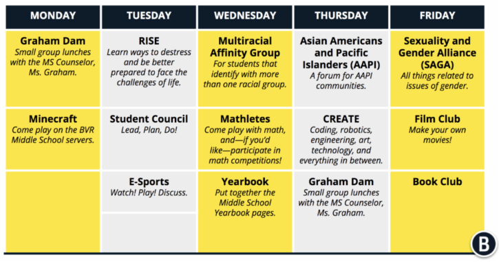 this week's lunch and recess programming