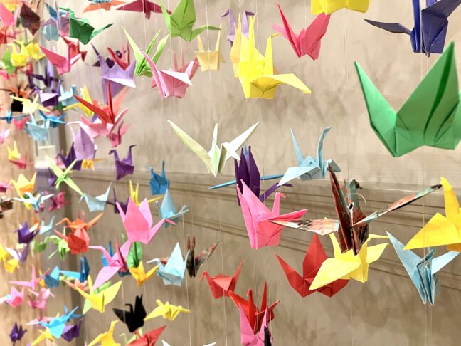 Paper cranes in memory of Joe Christy