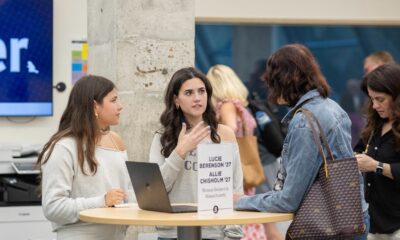 student presenting to an adult