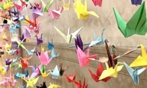 Paper cranes in memory of Joe Christy