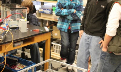 The robotics club at work