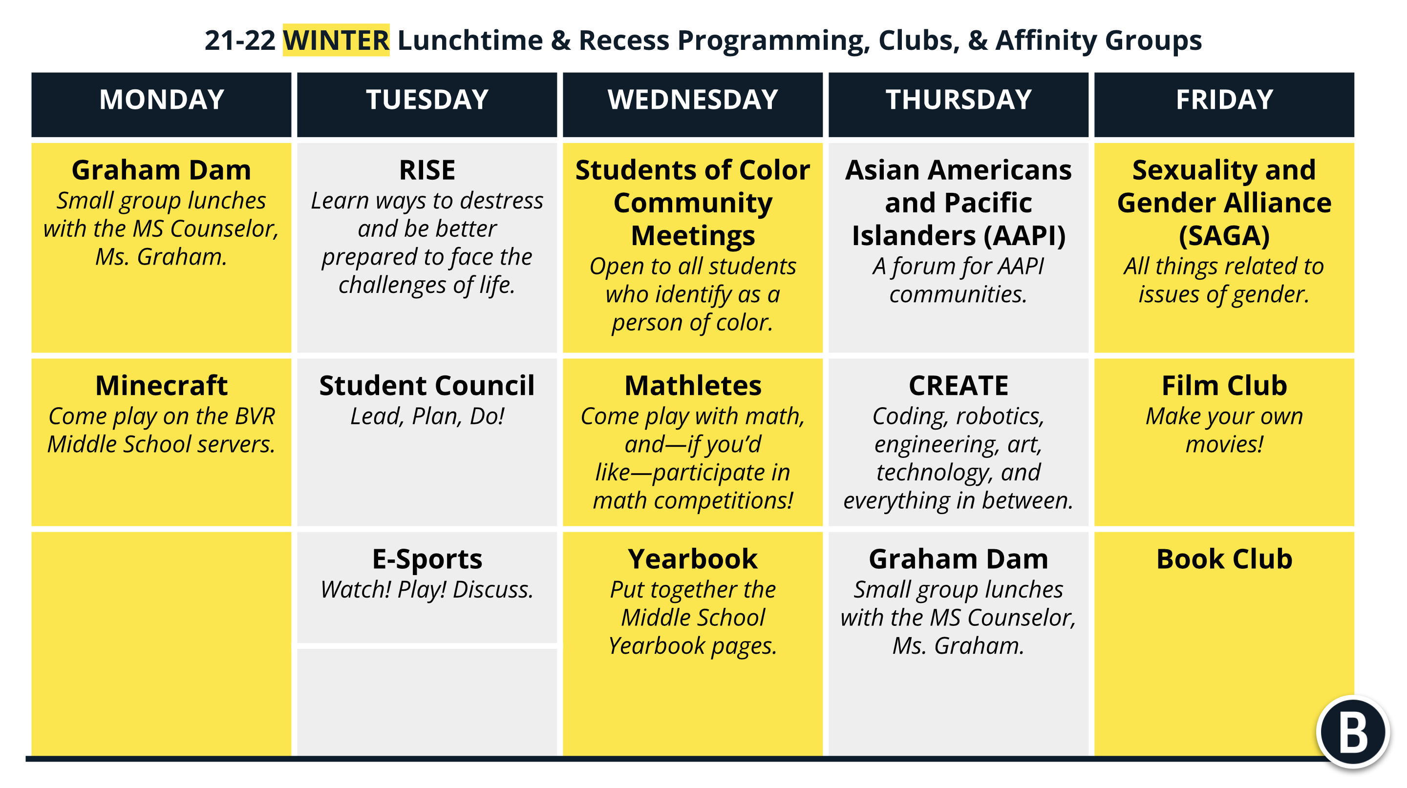 MS Lunch and recess 2/8