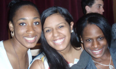 (L-R) Alexia Simpson '13, Ivanna Mejia '12, and Raven Rankin '12 at the AISNE Students of Color Conference.