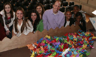 Robin Neal and His English Students with Paper Cranes