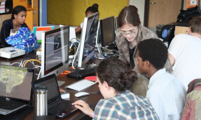 Filmmaker Alla Kovgan works with students during the "Filming the City" NuVu studio.