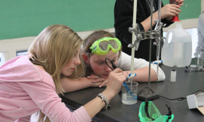 Students use probe to test pH of lemon juice